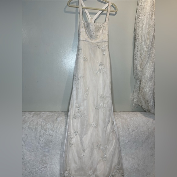 Anthropologie BHLDN Micheline Embellished Square Neck Column Wedding Dress 2 - Picture 7 of 12